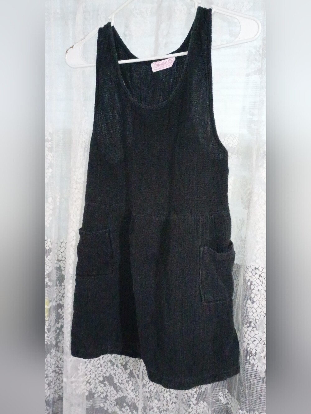 Black Sleeveless Pinafore Dress for Girls - Classic Knit